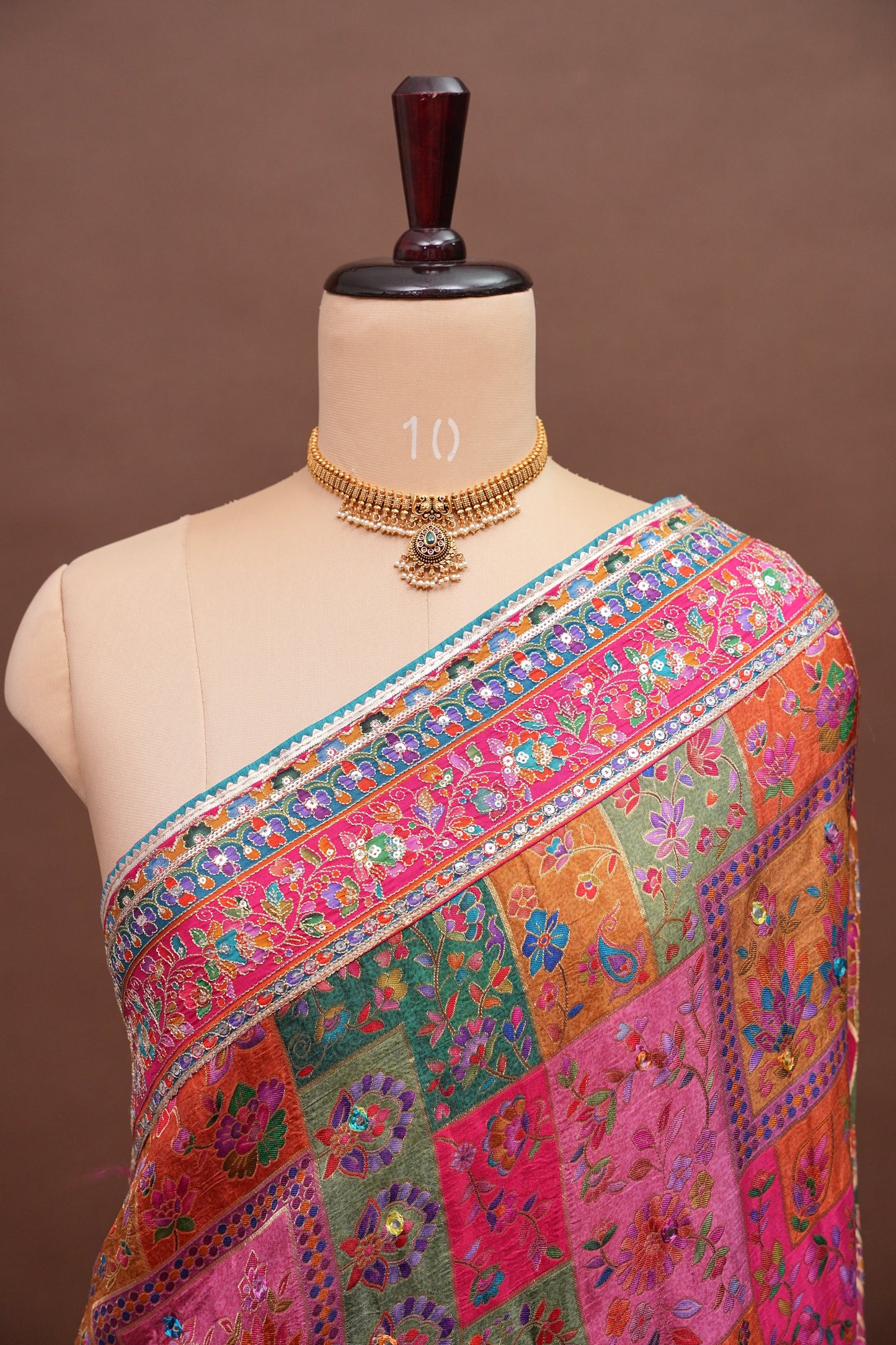 Multicolour Floral Patchwork Party Wear Saree