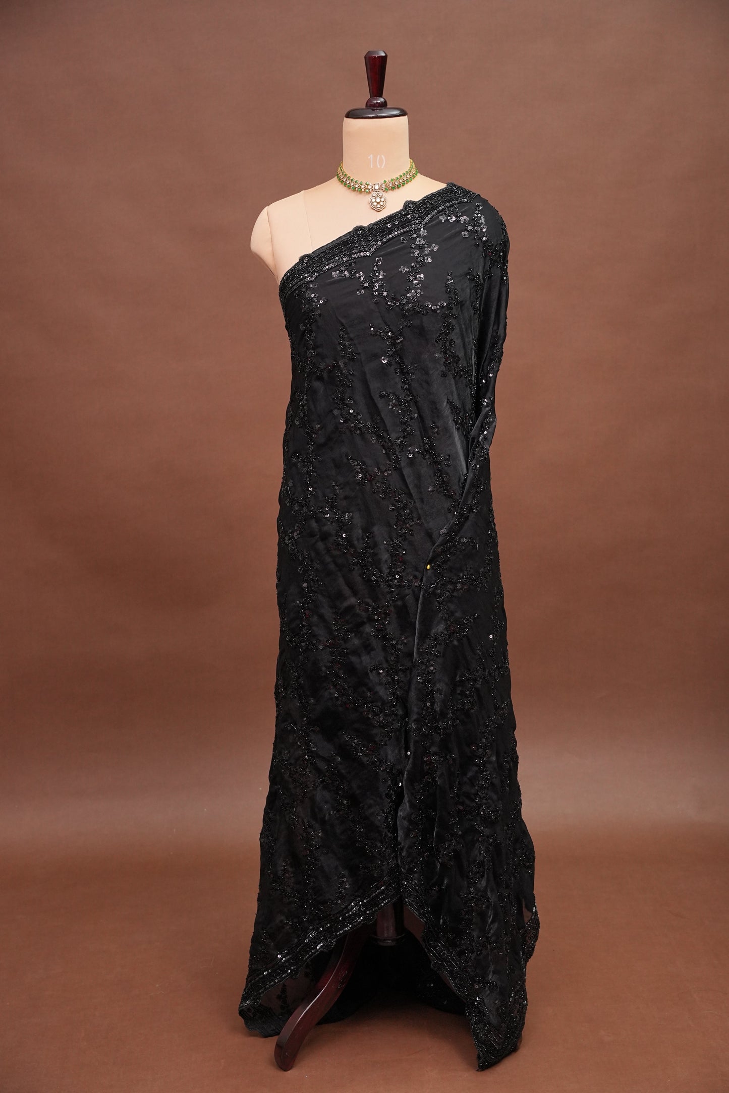 Midnight Black Sequin Embroidered Party Wear Saree|Subarnam's Exclusive