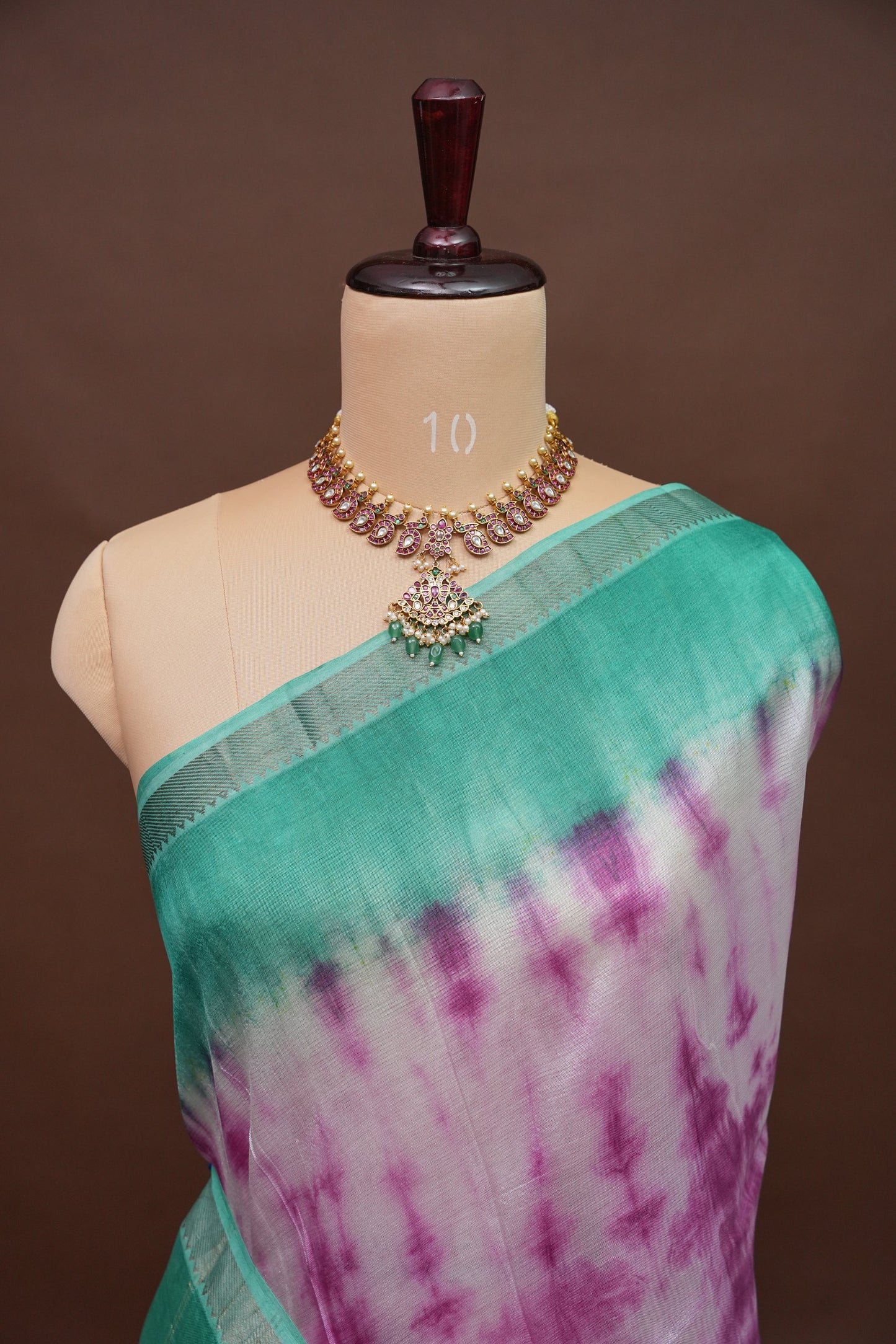 Mangalagiri Silk Shibori Tie & Dye Saree - Teal Green & Magenta