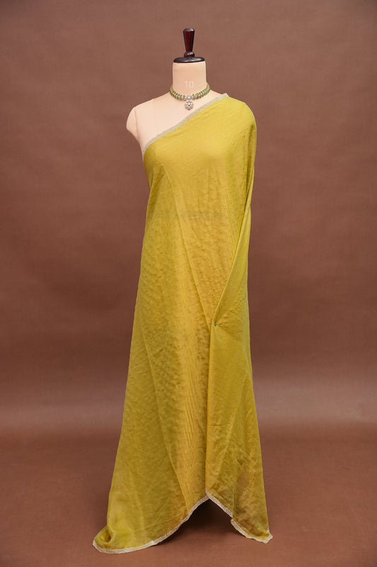 Lime Green Crystal Embellished Party Wear Saree