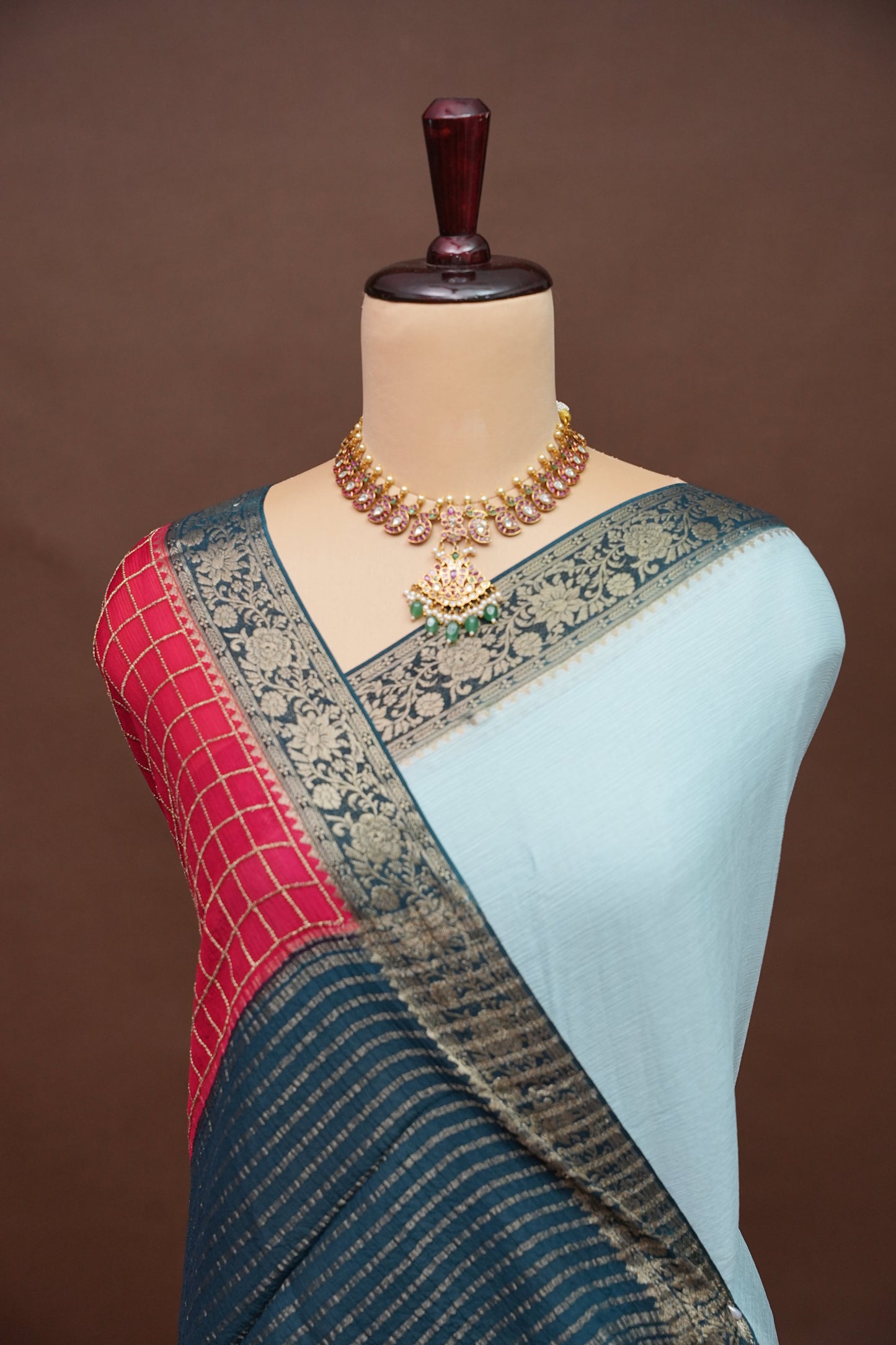 Banarasi Georgette Crepe Saree - Powder Blue