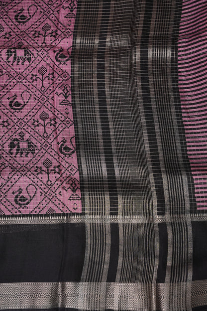 Crepe Silk Saree with Patola Prints - Pink
