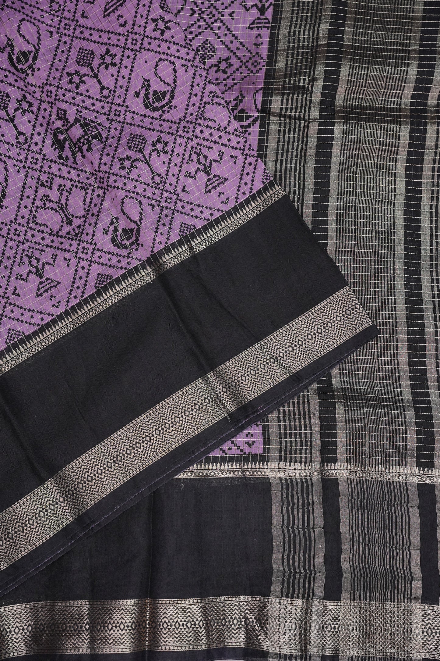 Crepe Silk Saree with Patola Prints - Purple