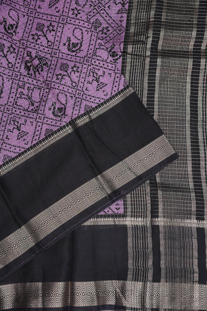 Crepe Silk Saree with Patola Prints - Purple