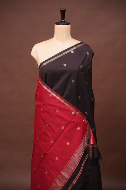 Maheshwari Silk Cotton Saree - Black