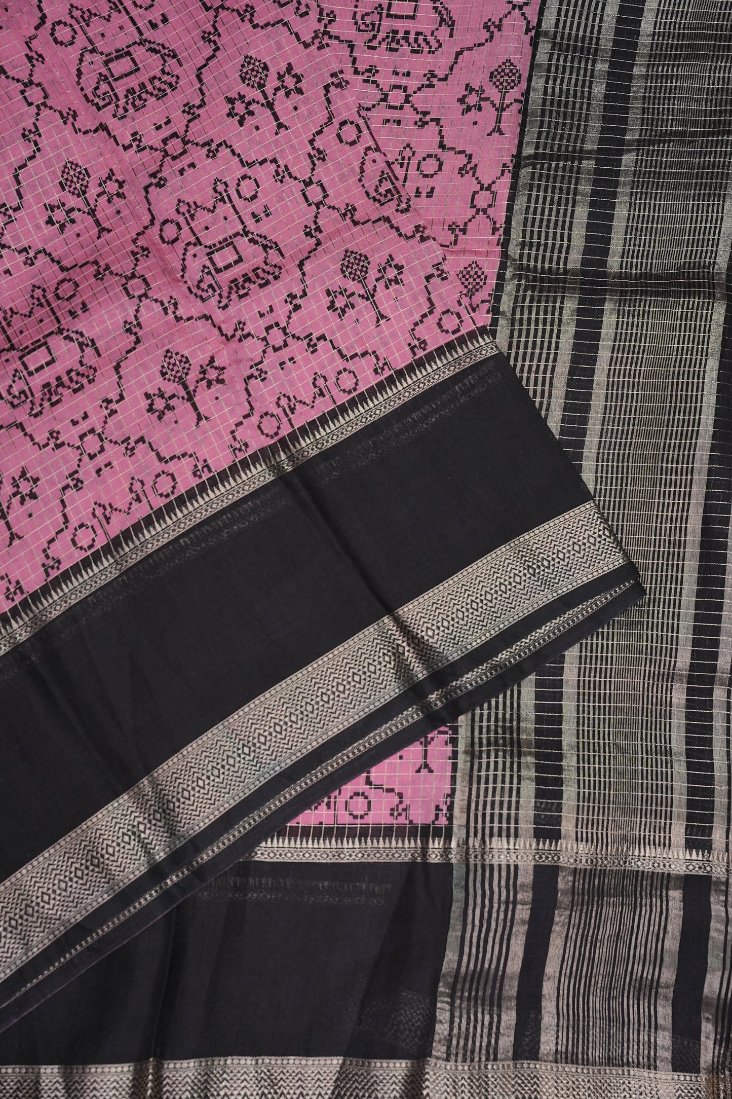 Crepe Silk Saree with Patola Prints - Pink