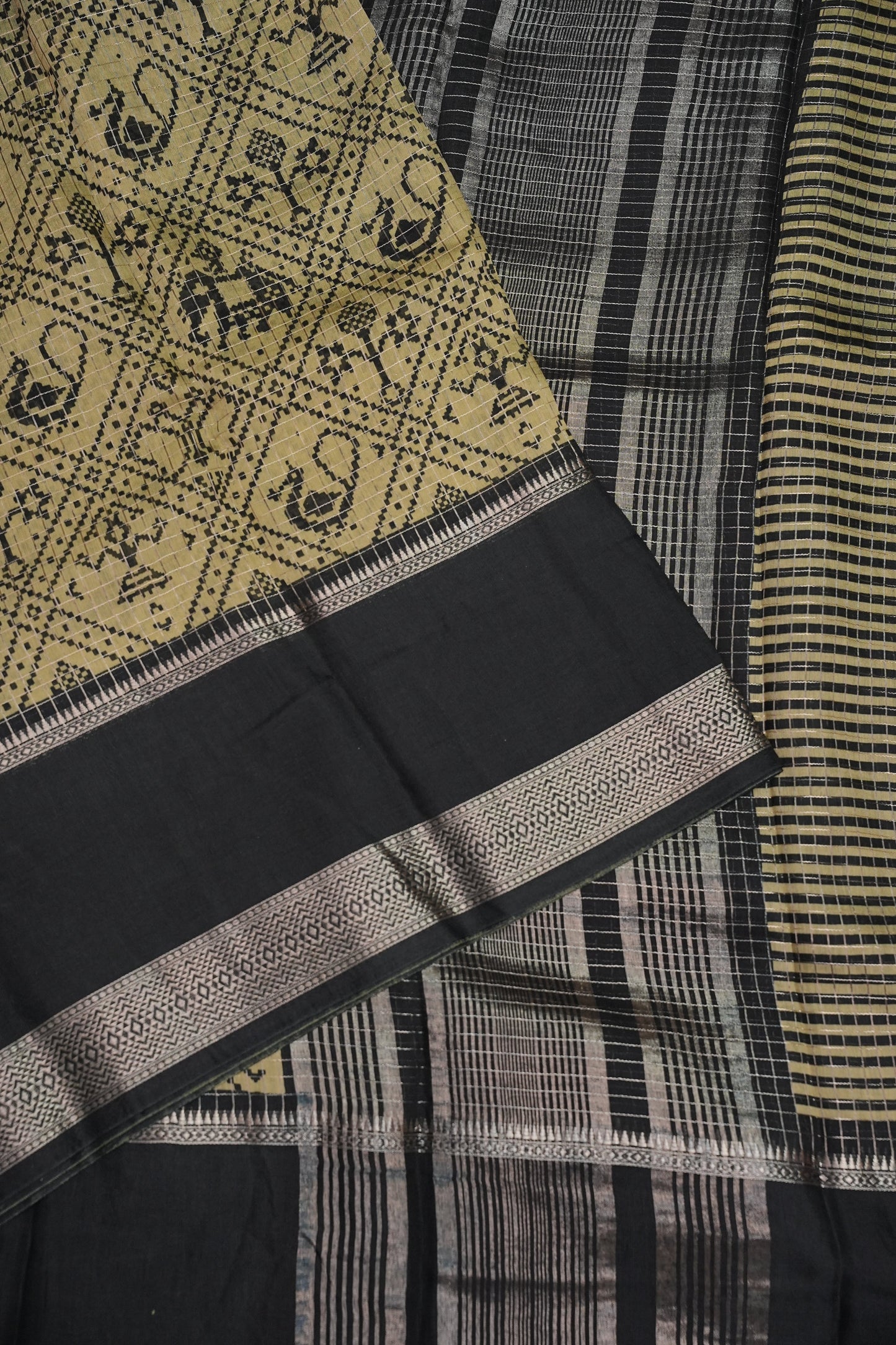 Crepe Silk Saree with Patola Prints - Lemon Yellow