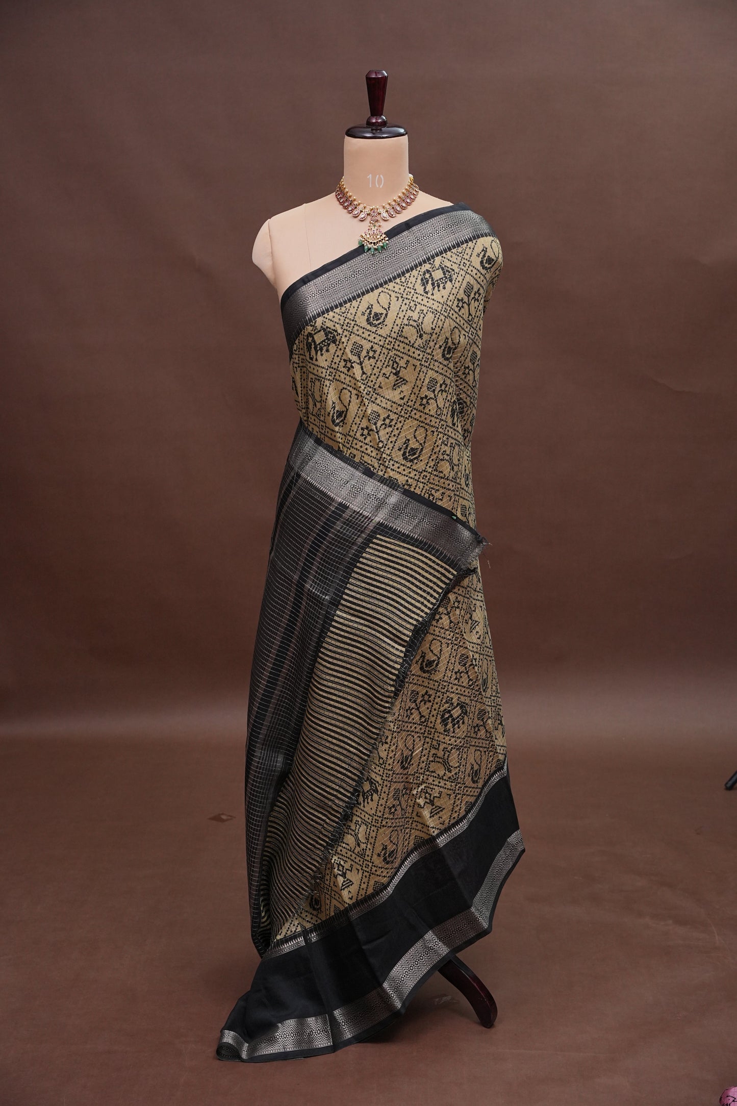Crepe Silk Saree with Patola Prints - Lemon Yellow