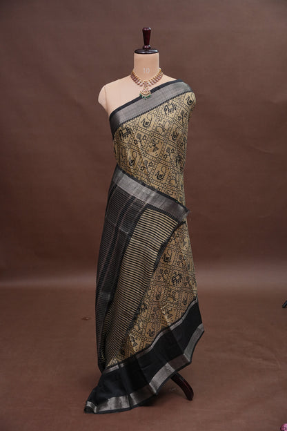 Crepe Silk Saree with Patola Prints - Lemon Yellow