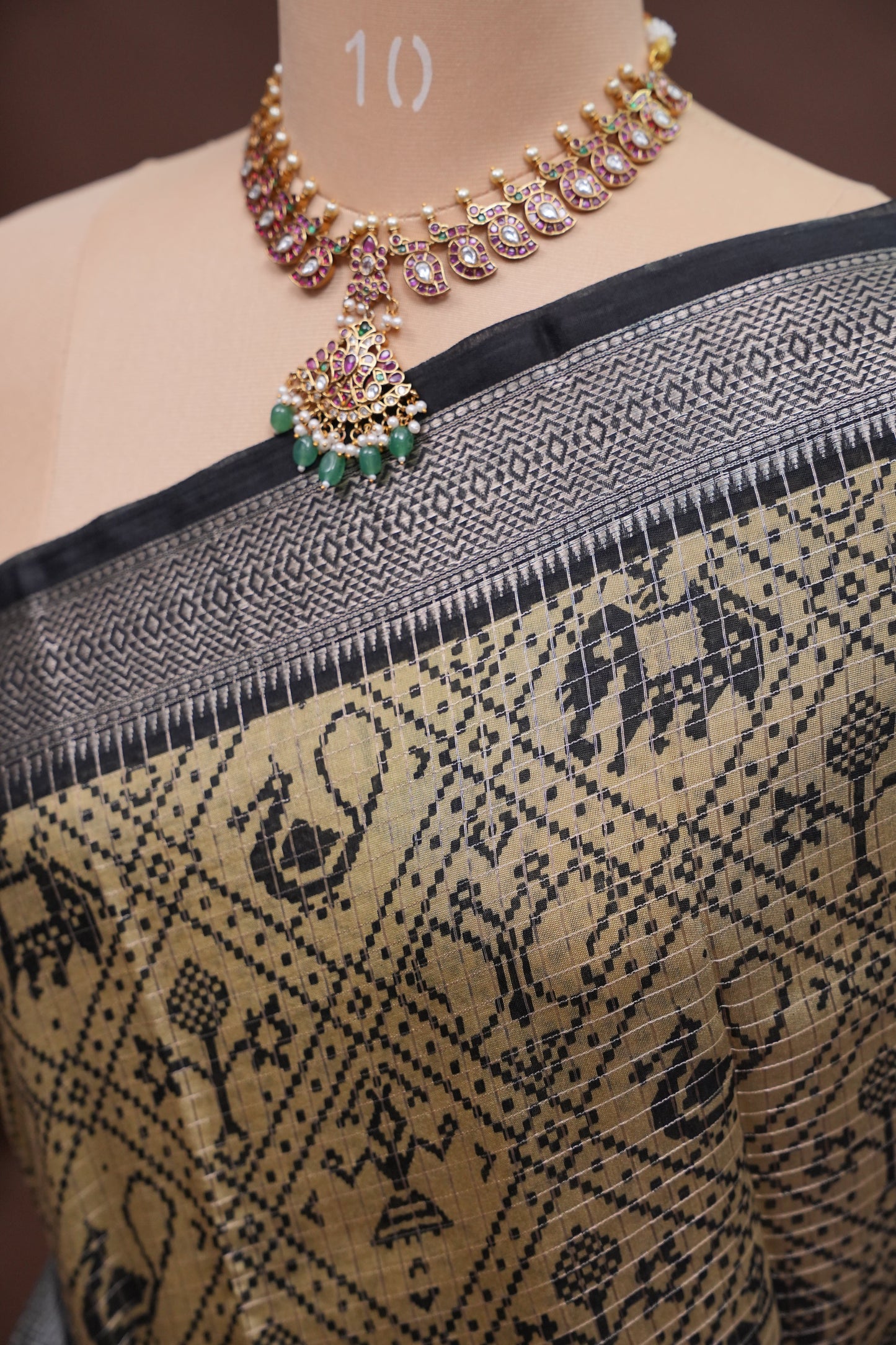 Crepe Silk Saree with Patola Prints - Lemon Yellow