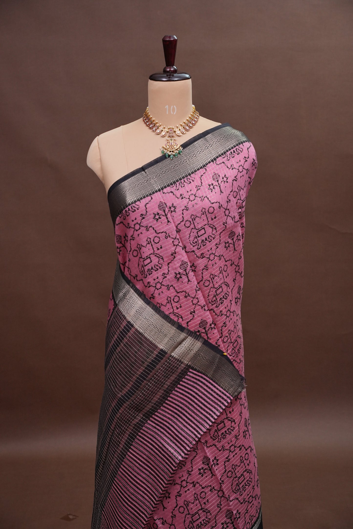 Crepe Silk Saree with Patola Prints - Pink