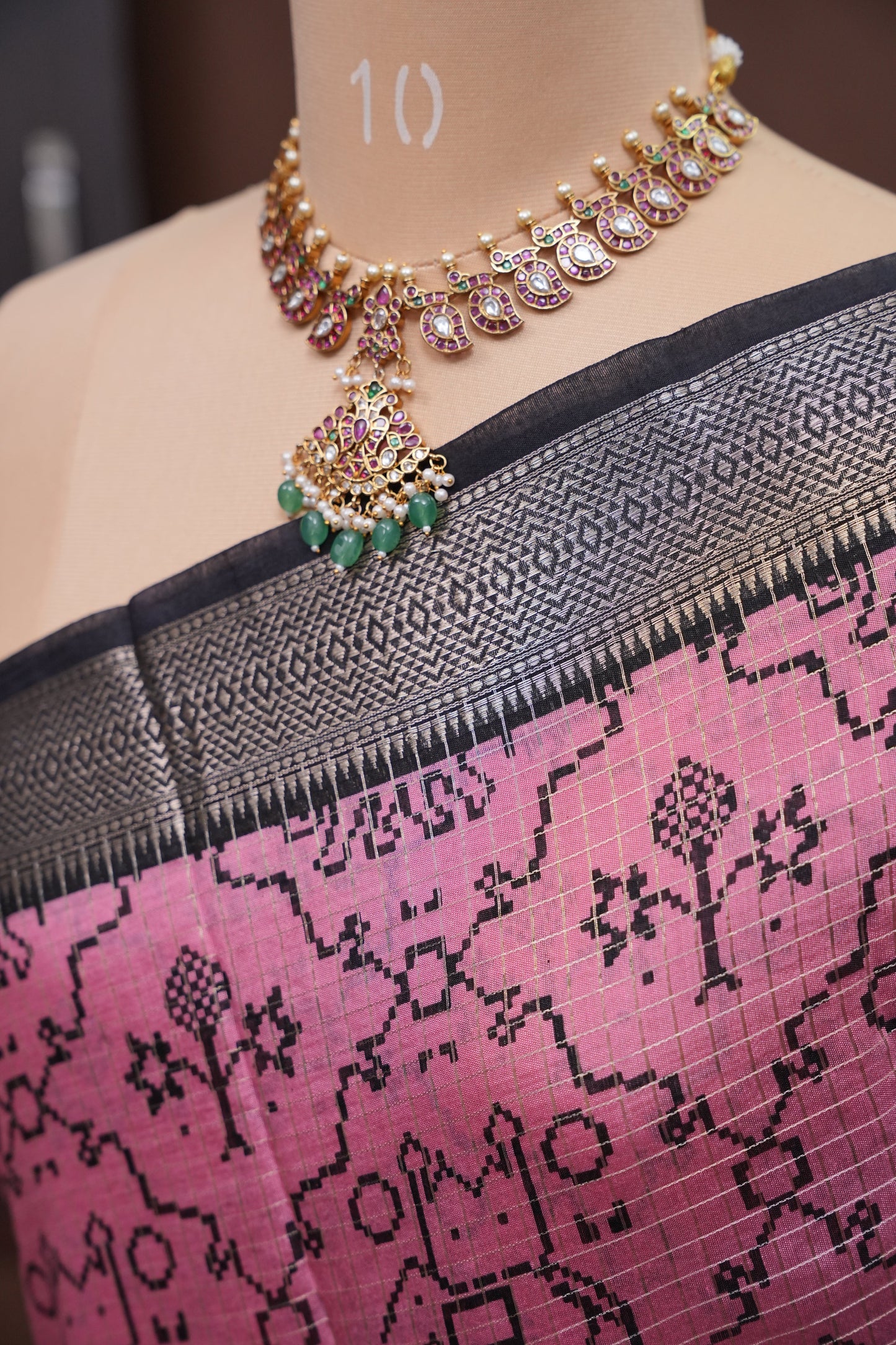 Crepe Silk Saree with Patola Prints - Pink