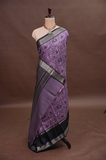 Crepe Silk Saree with Patola Prints - Purple