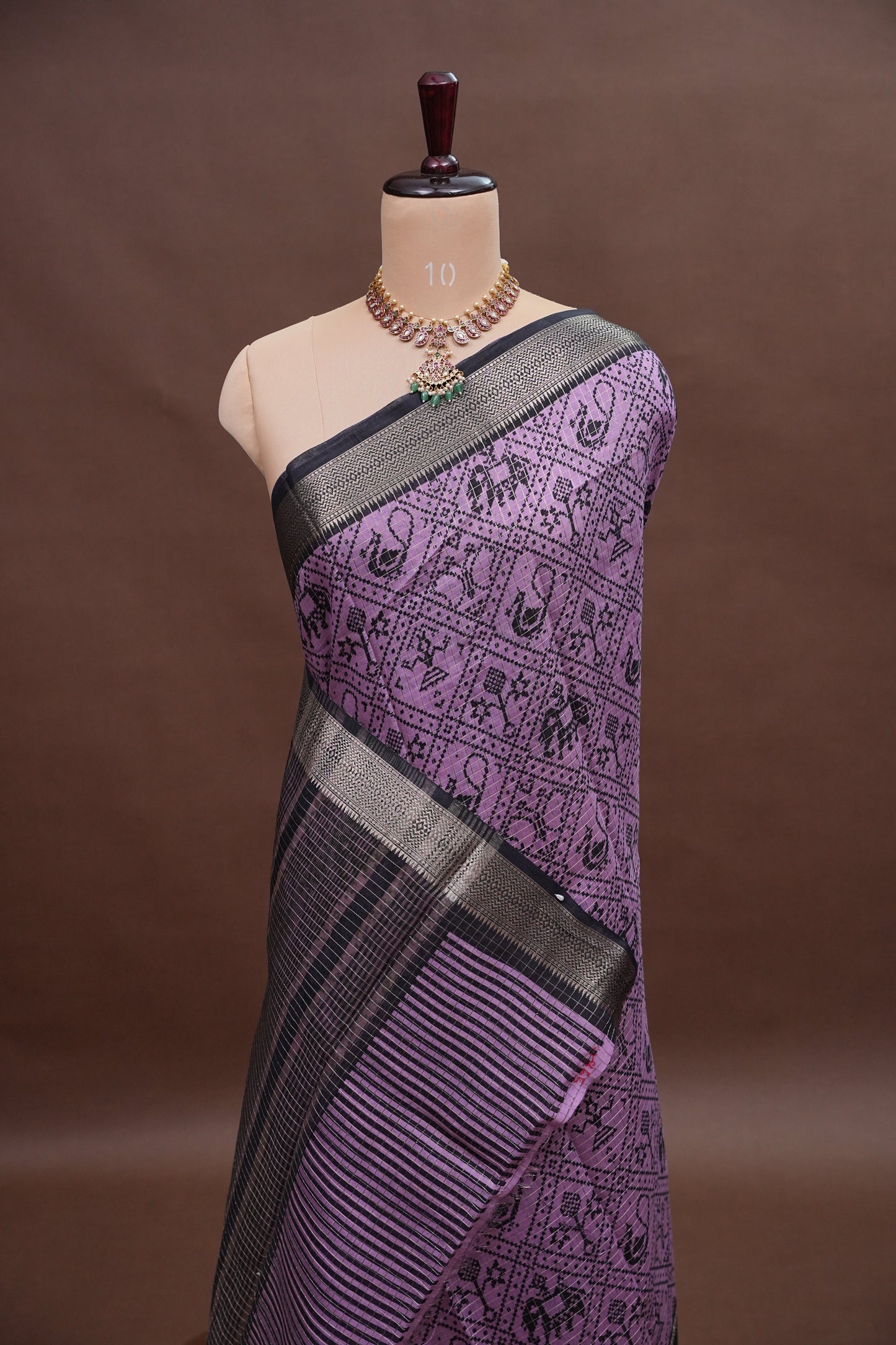Crepe Silk Saree with Patola Prints - Purple