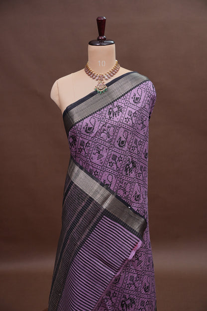 Crepe Silk Saree with Patola Prints - Purple