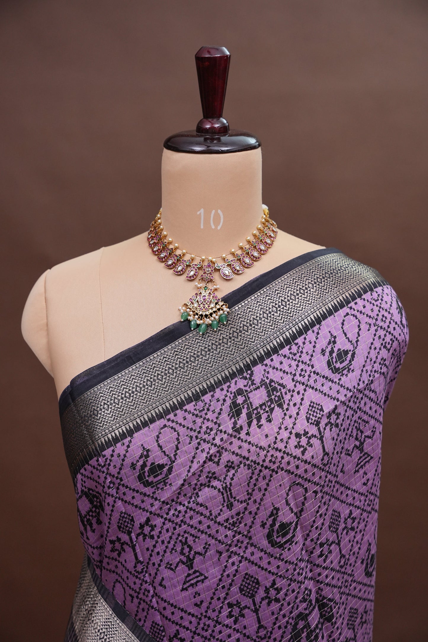 Crepe Silk Saree with Patola Prints - Purple