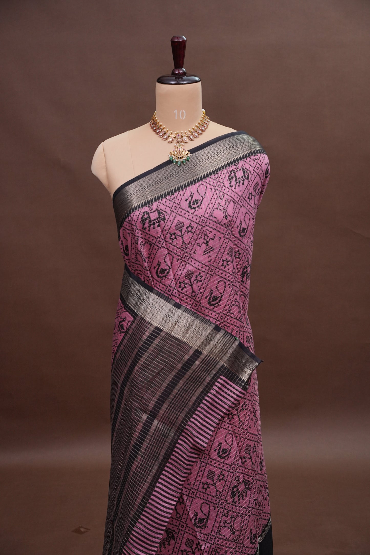Crepe Silk Saree with Patola Prints - Pink
