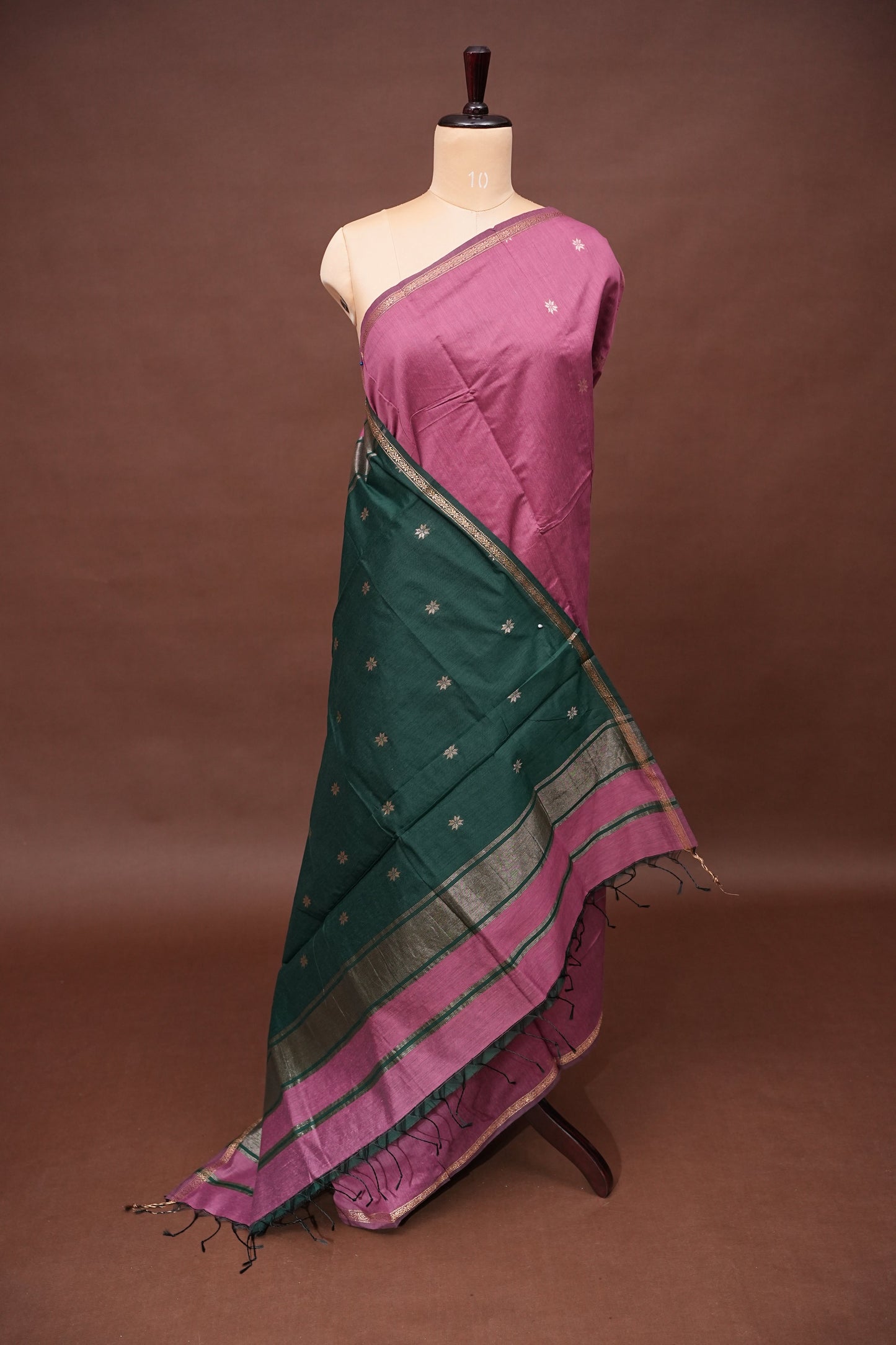 Maheshwari Silk Cotton Saree - Onion Pink