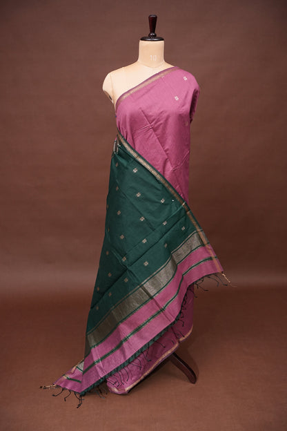 Maheshwari Silk Cotton Saree - Onion Pink