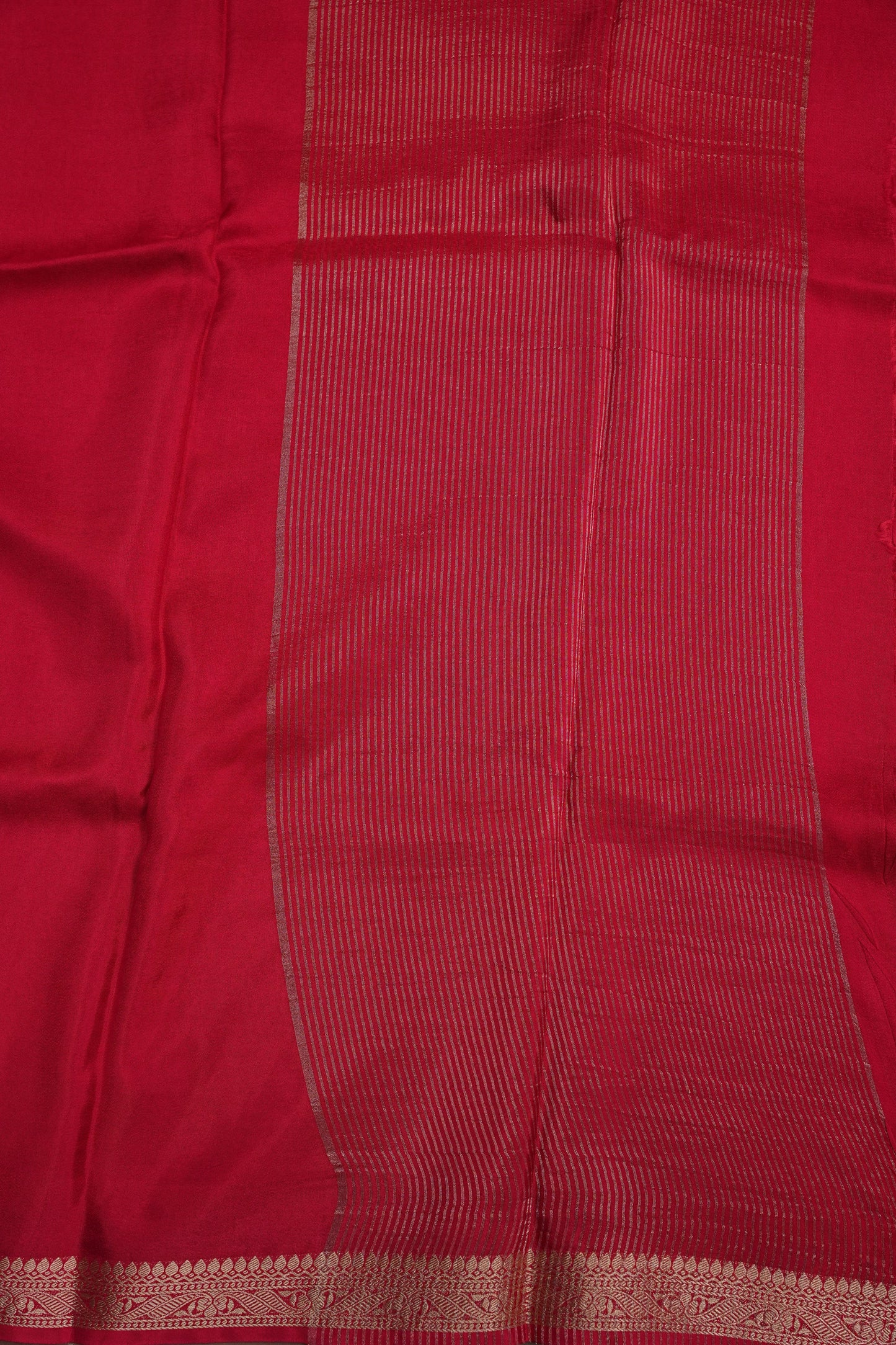 Deep Red Crepe Silk Saree with Embroidered Blouse