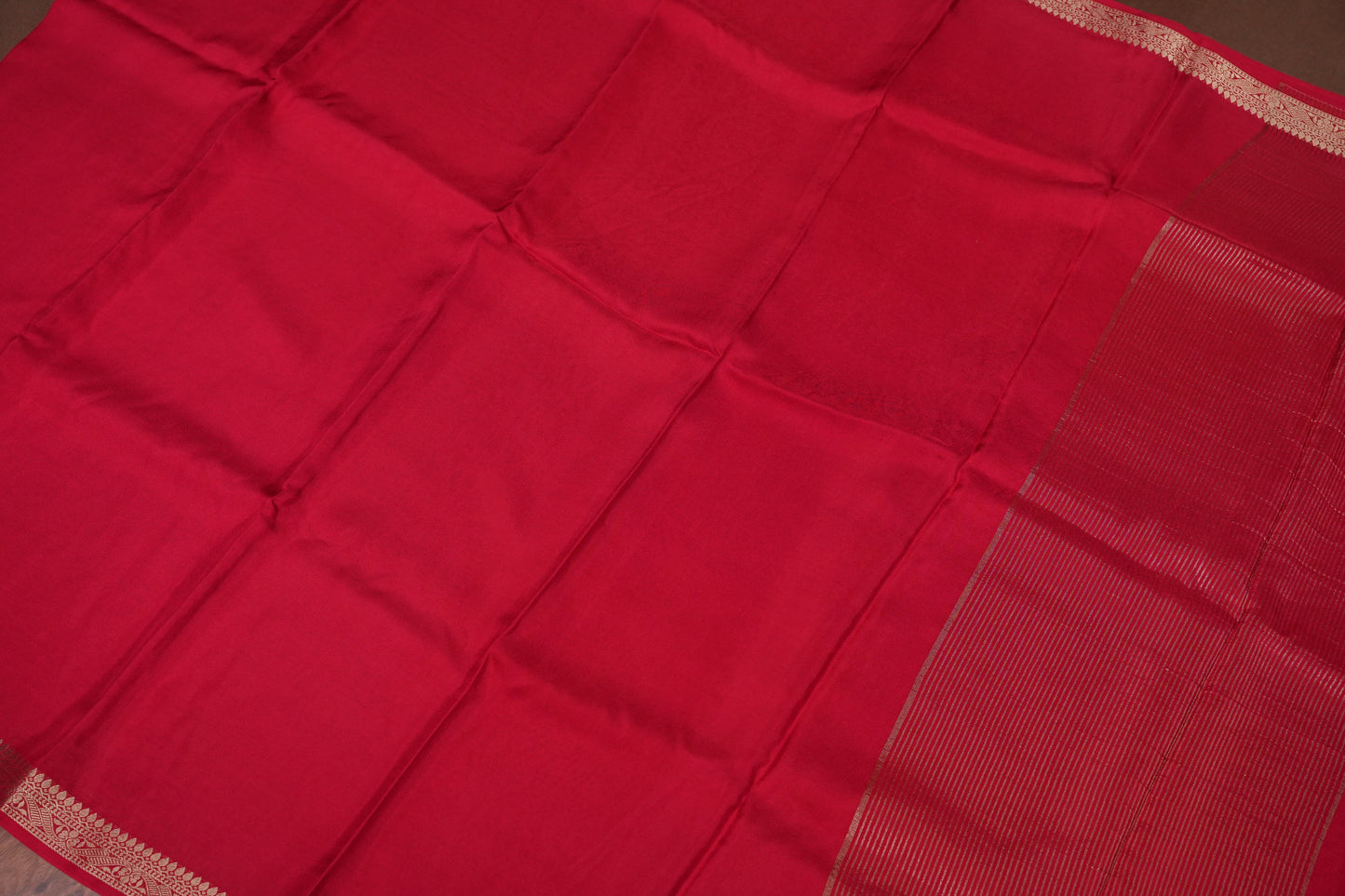 Deep Red Crepe Silk Saree with Embroidered Blouse