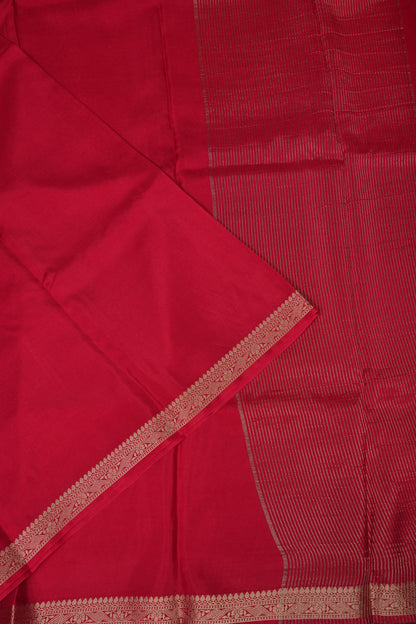 Deep Red Crepe Silk Saree with Embroidered Blouse