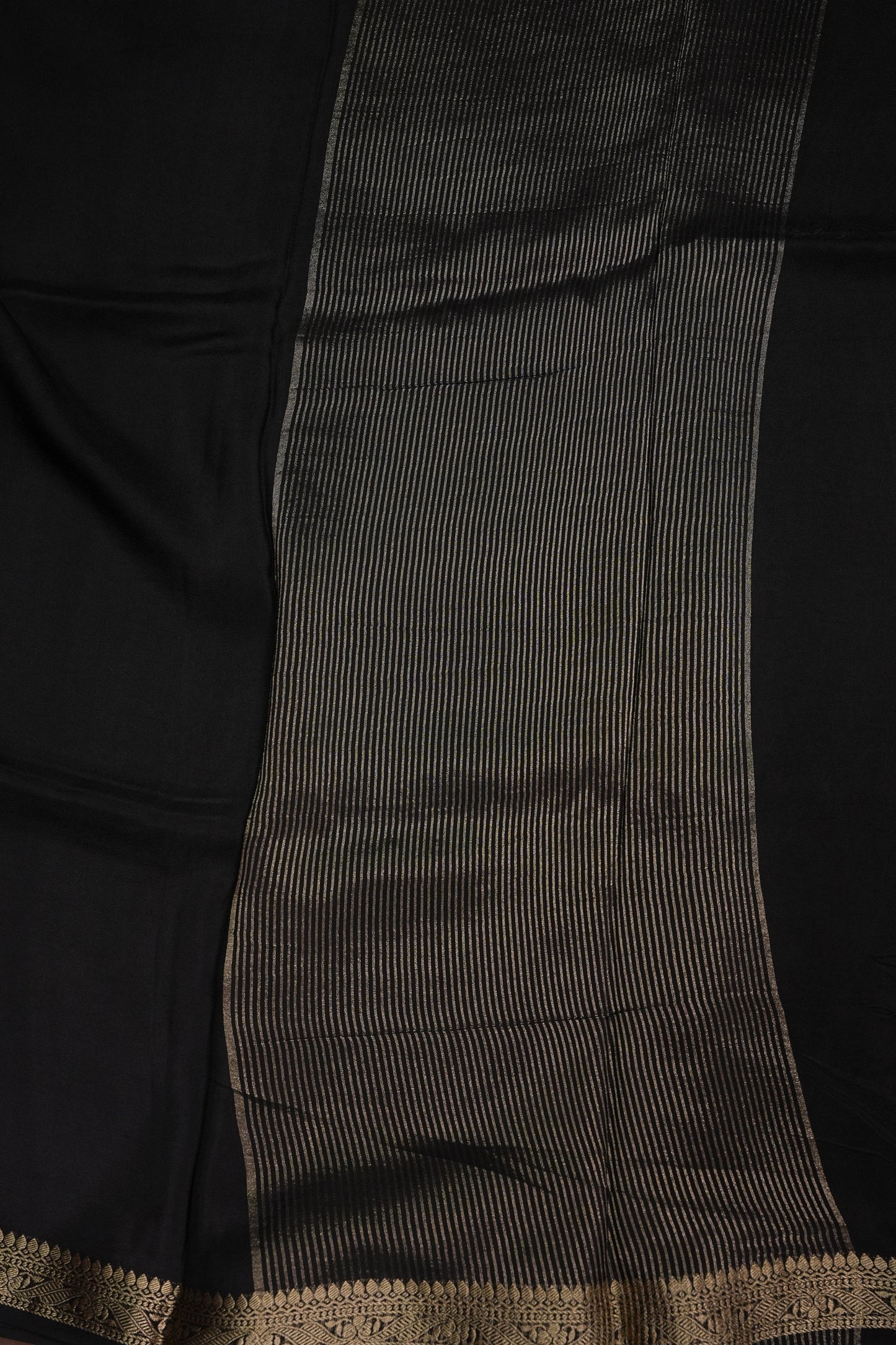 Black Crepe Silk Saree with Embroidered Blouse