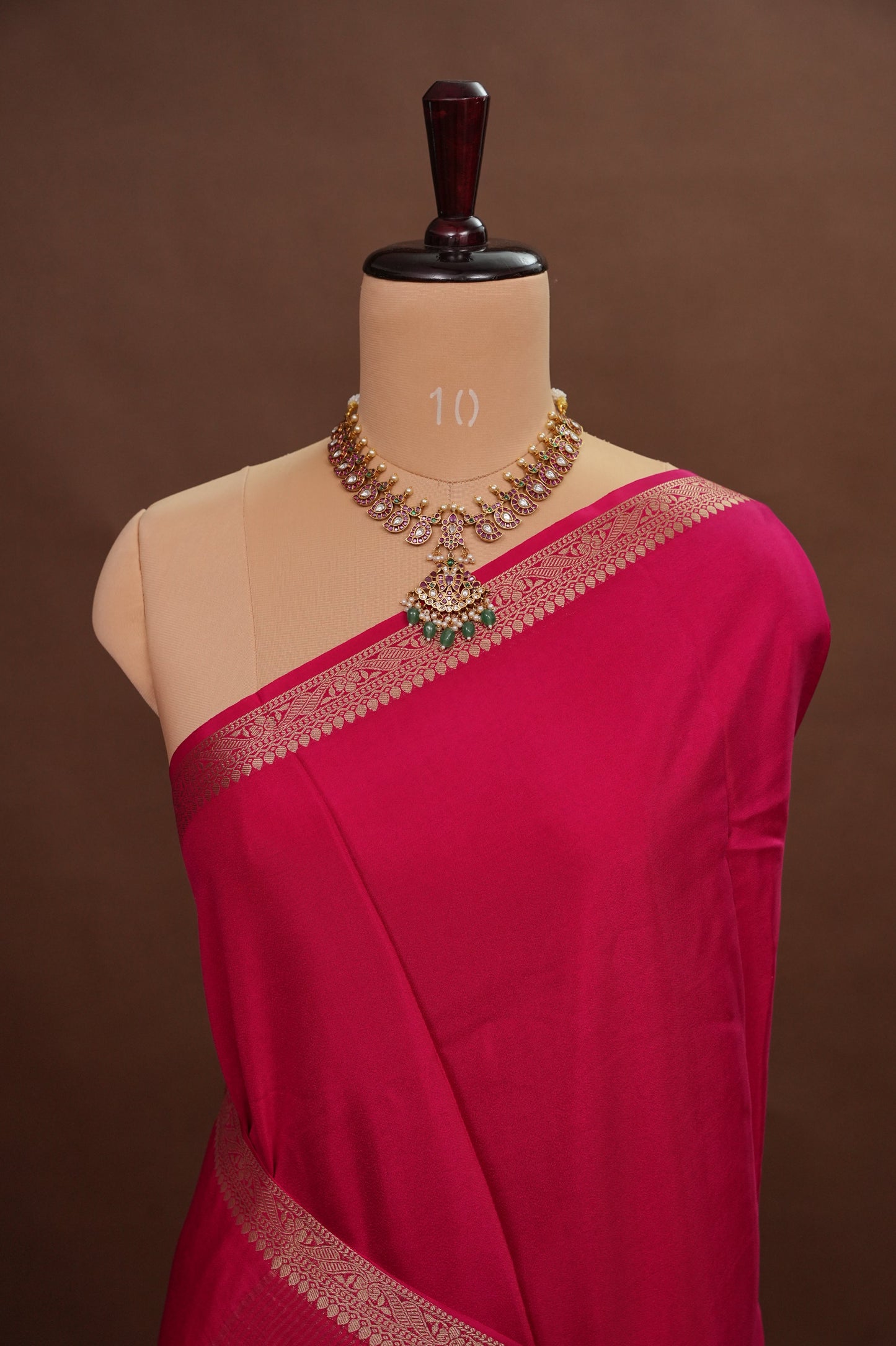 Pink Crepe Silk Saree with Embroidered Blouse