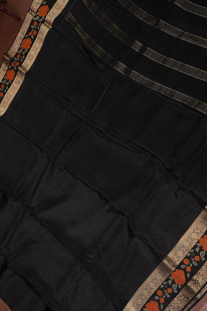 Crepe Silk Saree with Embroidered Border - Black