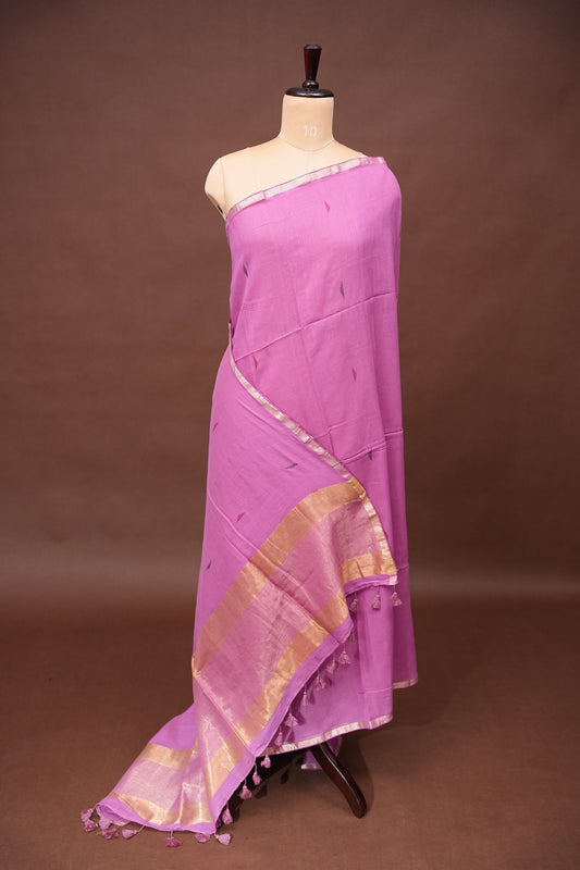 Soft Pure Cotton Saree - Soft Pink