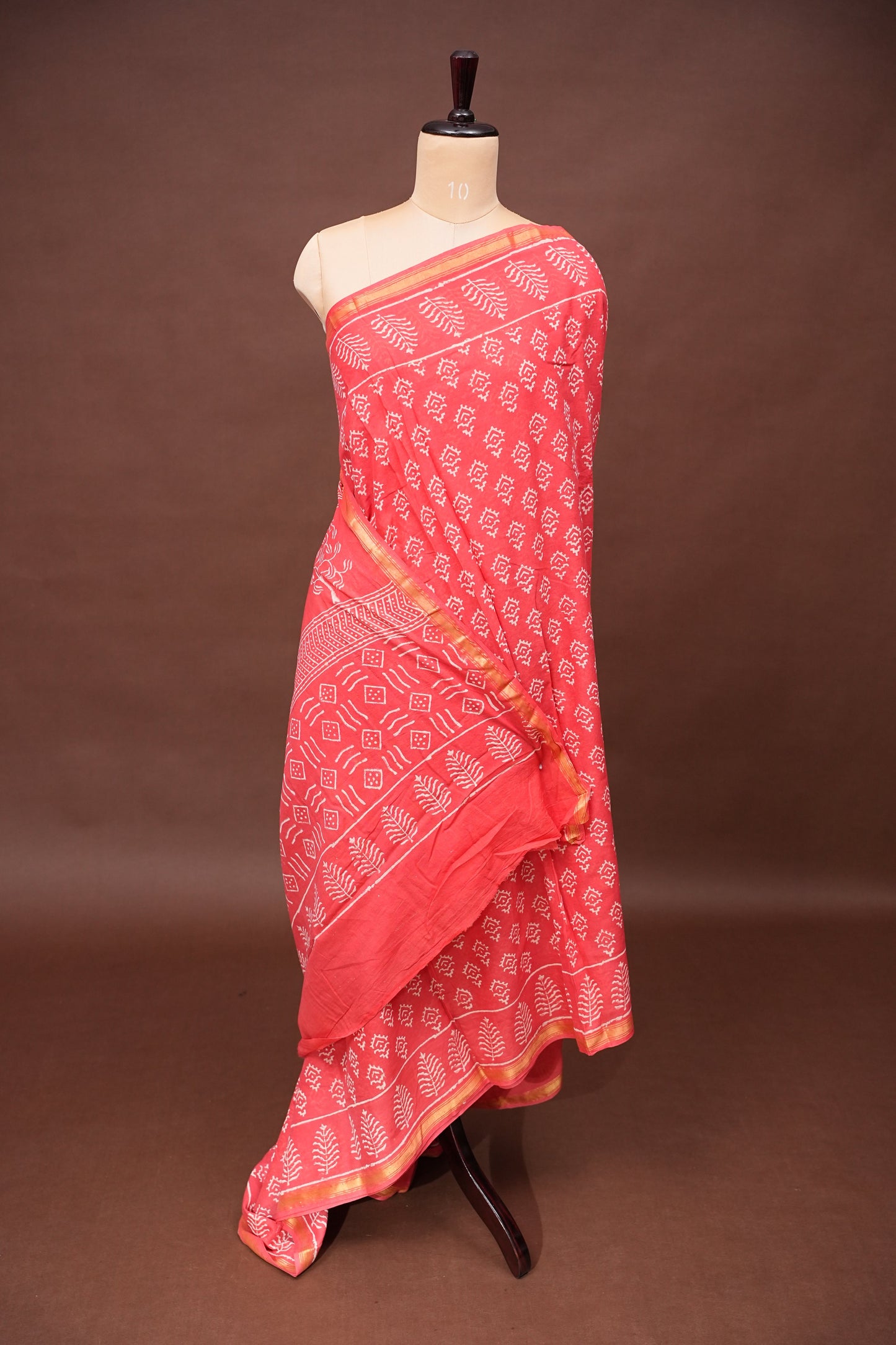 Mul Mul Cotton Ajrak Print Saree - Pink
