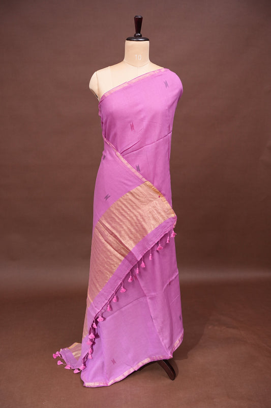Soft Pure Cotton Saree - Soft Pink