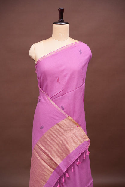 Soft Pure Cotton Saree - Soft Pink
