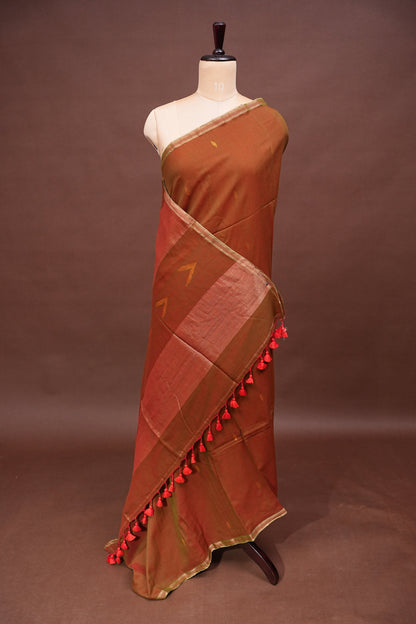 Soft Pure Cotton Saree - Brown