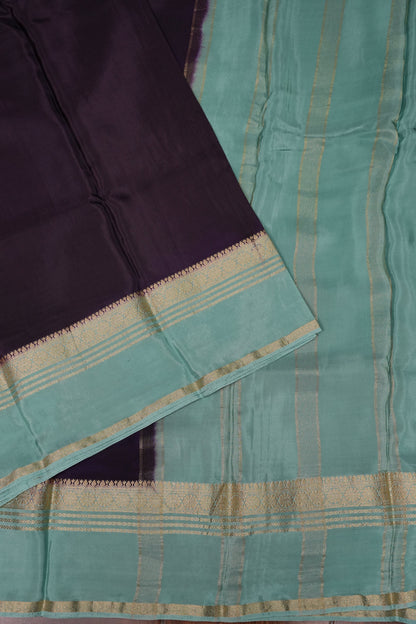 Plain Crepe Silk Saree - Deep Brinjal Purple