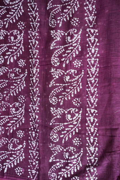 Batik Printed Mulmul Cotton Saree - Pink