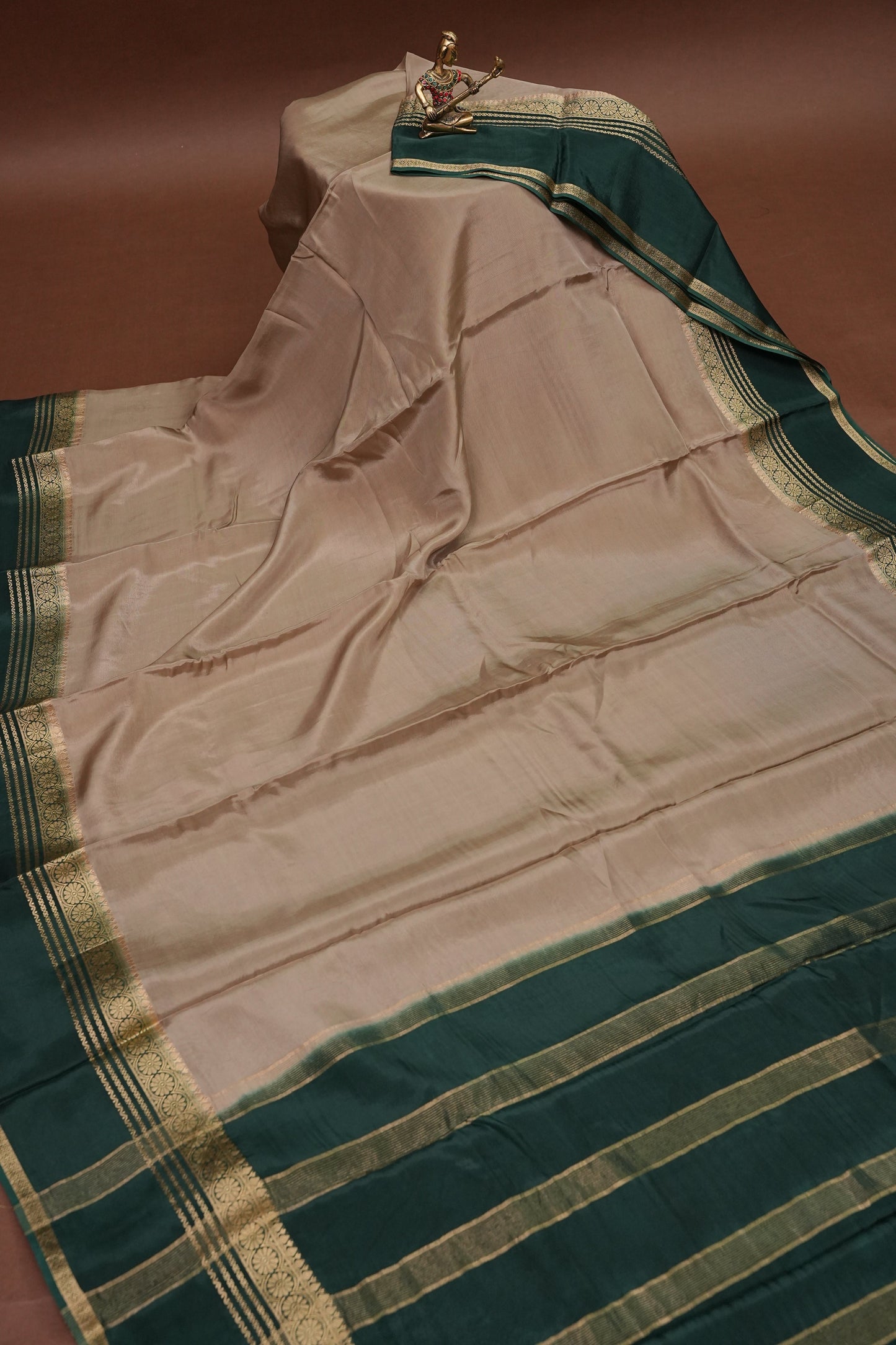 Plain Crepe Silk Saree - Champagne Beige