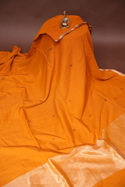 Soft Pure Cotton Saree - Mustard