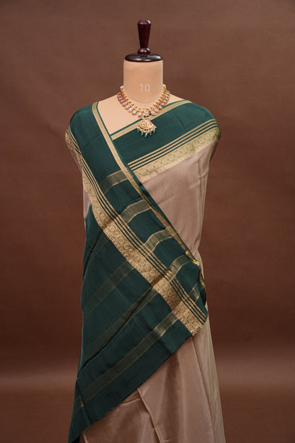 Plain Crepe Silk Saree - Champagne Beige