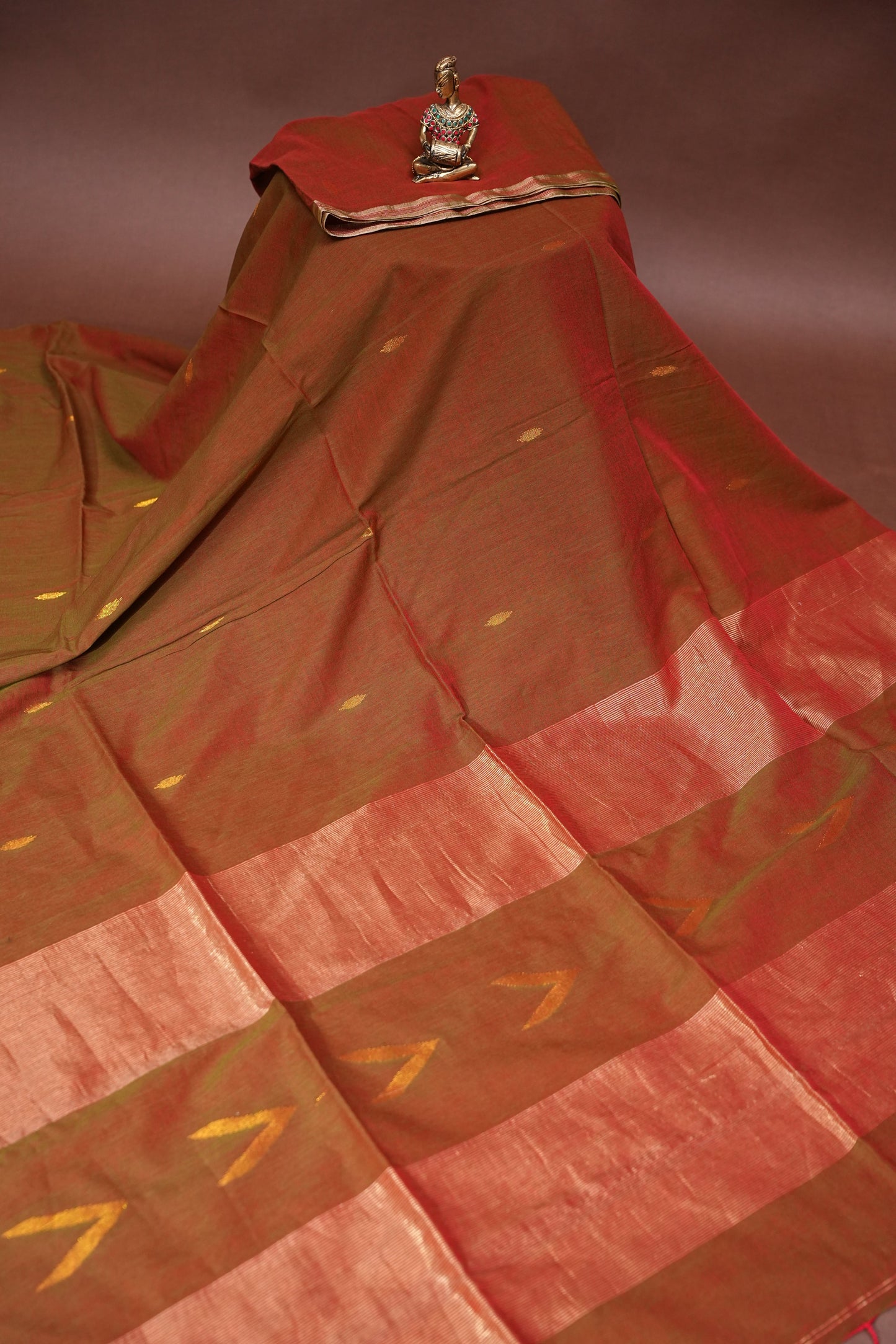 Soft Pure Cotton Saree - Brown