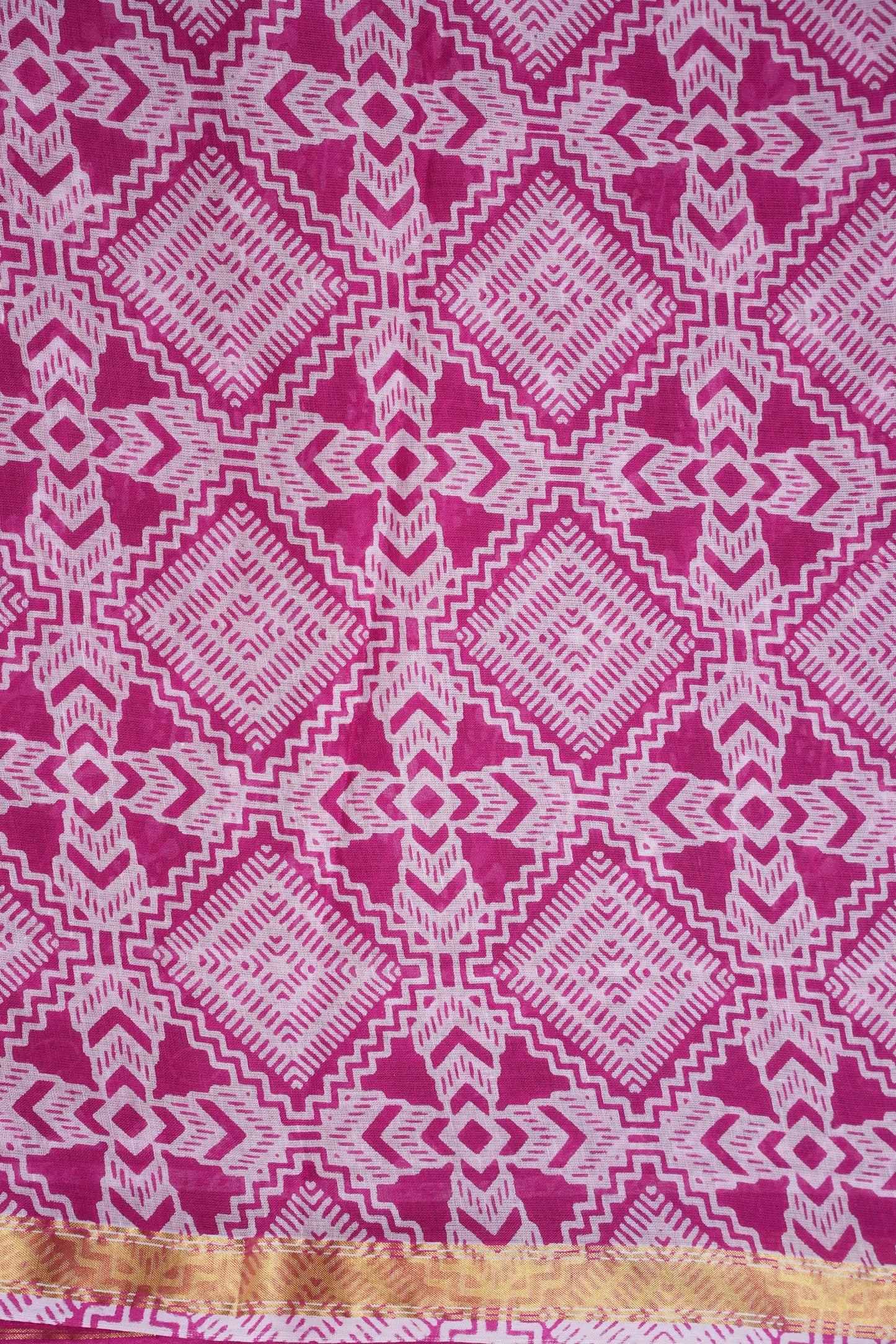 Mul Mul Cotton Ajrak Print Saree - Pink