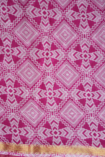 Mul Mul Cotton Ajrak Print Saree - Pink