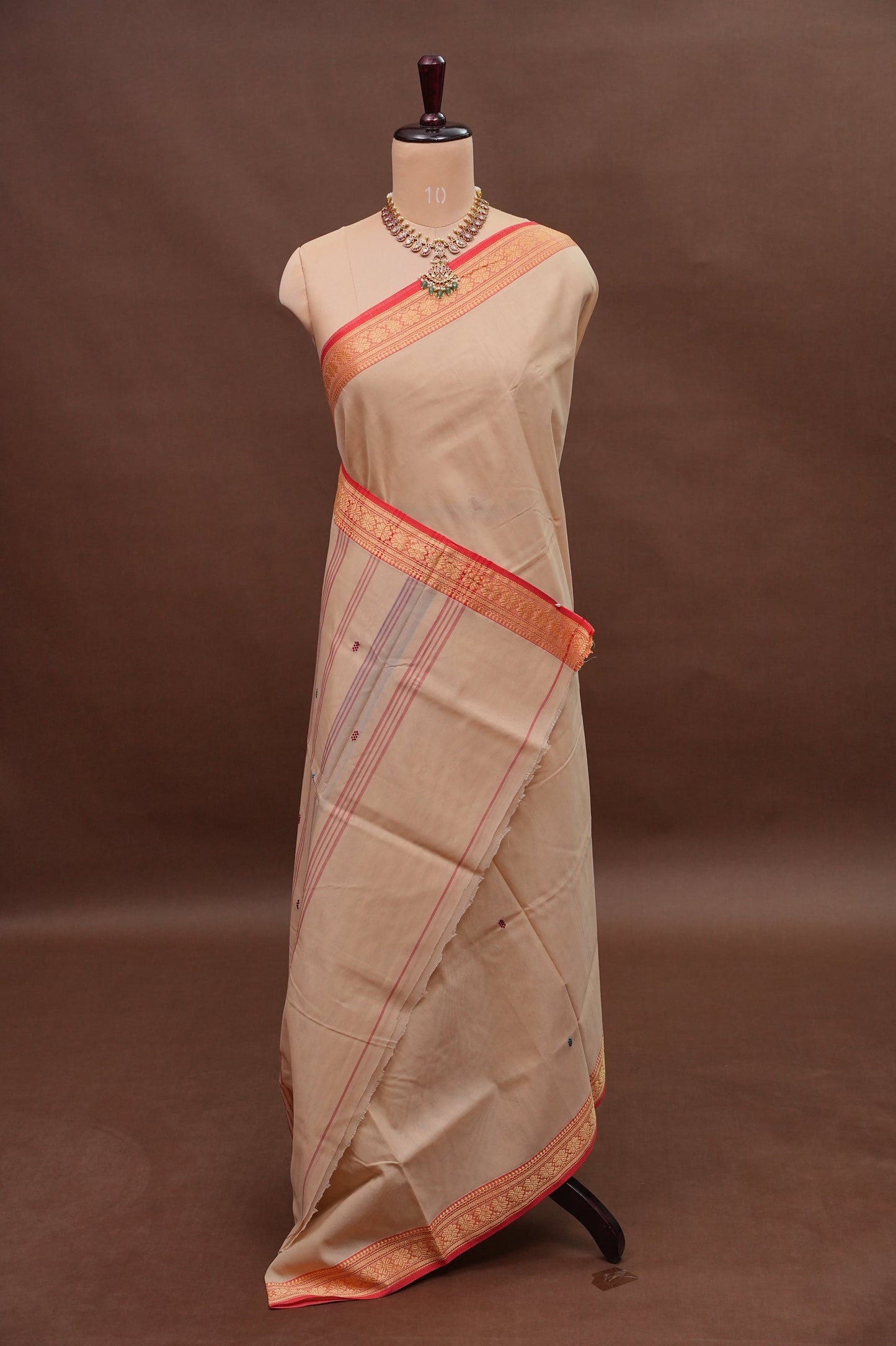 Soft Cotton Saree - Beige