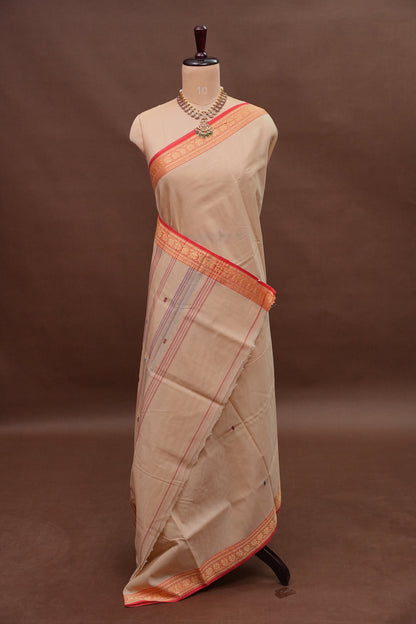 Soft Cotton Saree - Beige