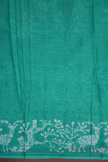 Batik Printed Mulmul Cotton Saree - Blue