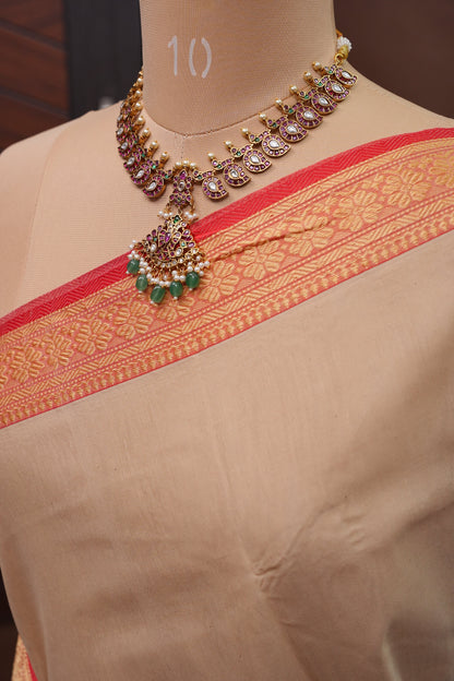 Soft Cotton Saree - Beige