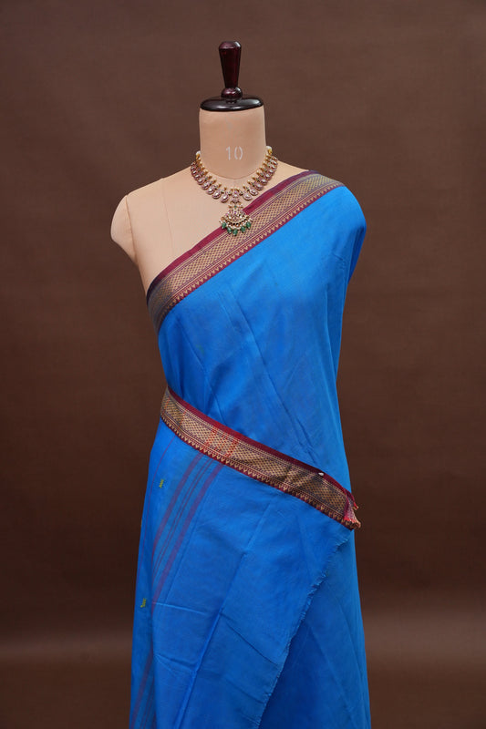 Soft Chettinad Cotton Saree - Blue