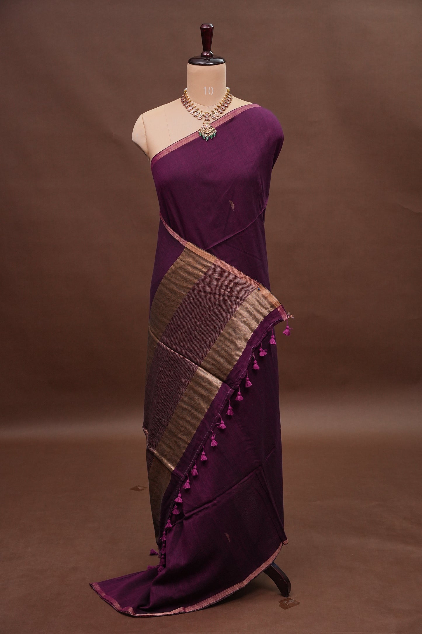 Soft Pure Cotton Saree - Wine
