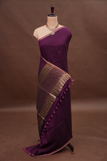 Soft Pure Cotton Saree - Wine