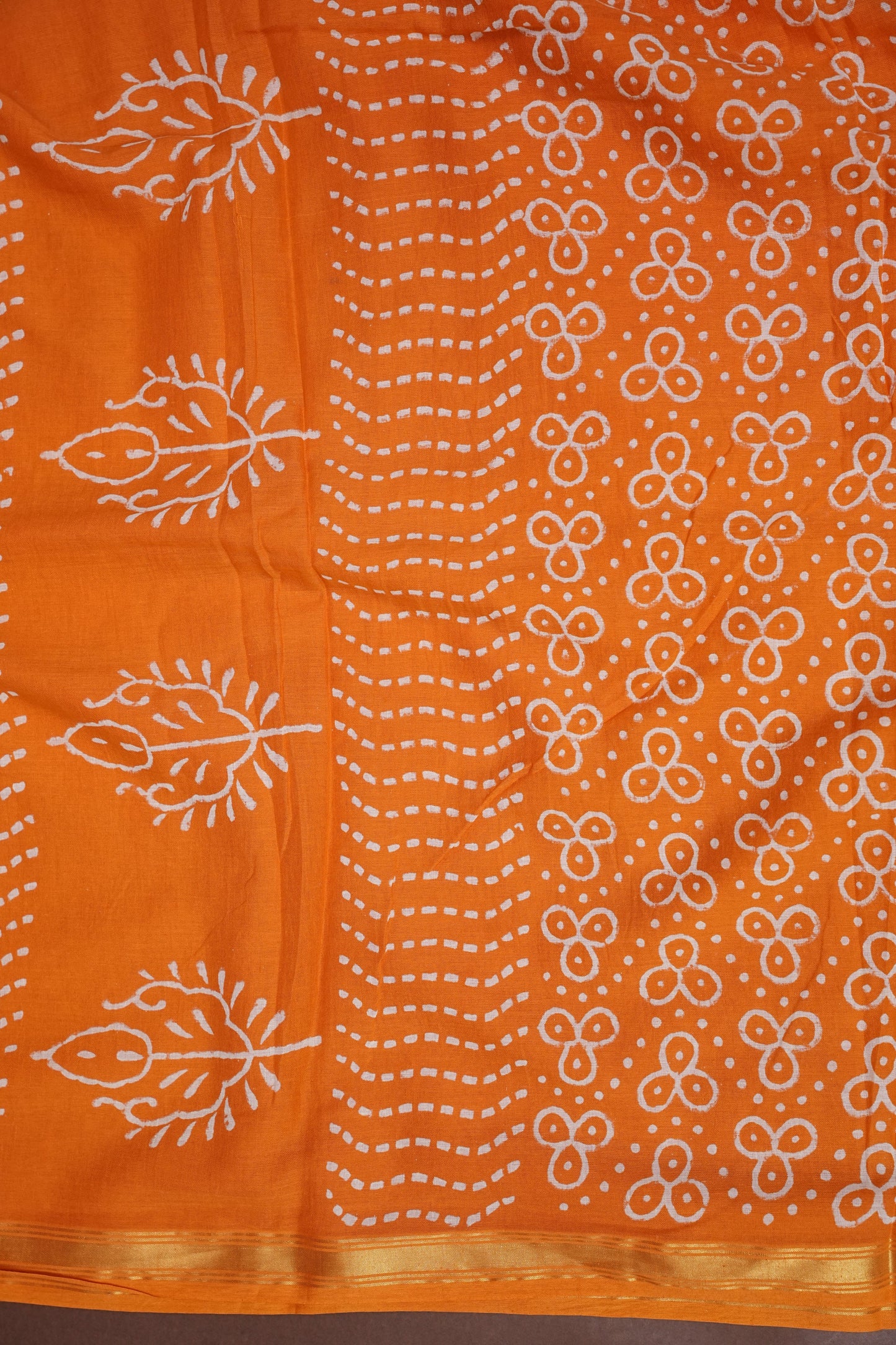 Mul Mul Cotton Ajrak Print Saree - Mustard